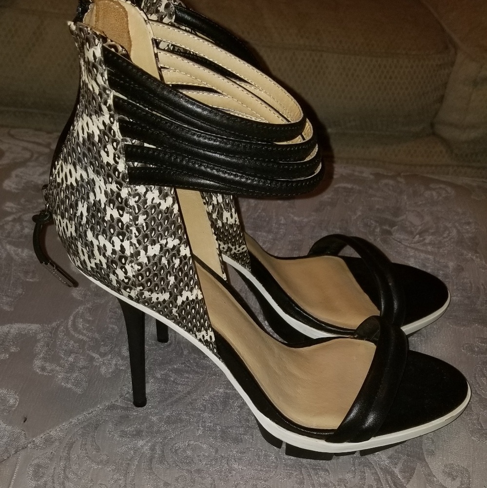 L.A.M.B leather strappy sandal heels